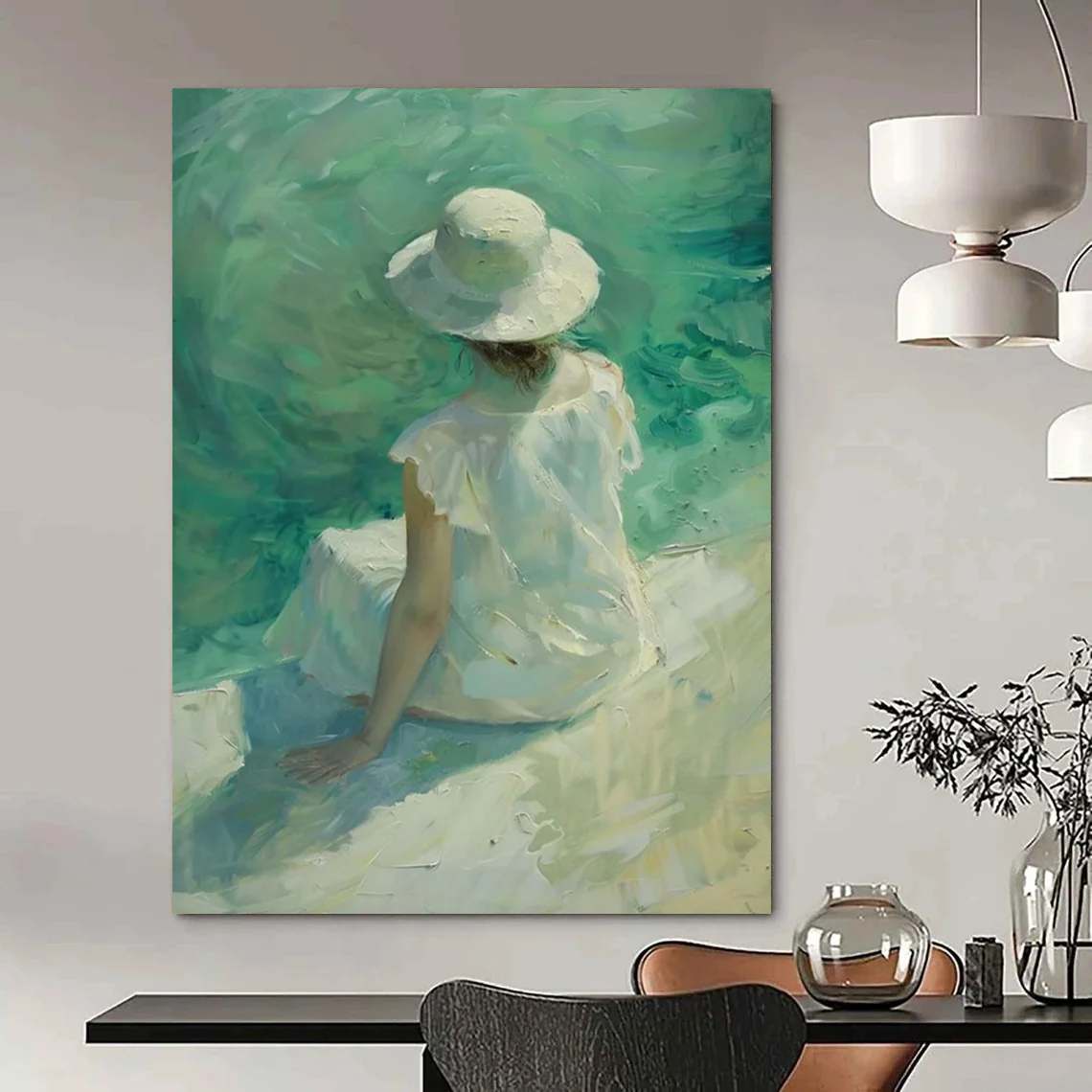 Beach Handmade Seaside Figure Tones Artwork 57QVT